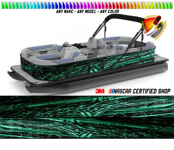 Dark Green and Light Green Graphic Vinyl Boat Wrap Decal Fishing