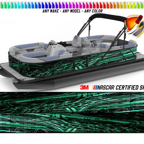 Dark Green and Light Green  Graphic Vinyl Boat Wrap Decal Fishing Pontoon Sportsman Console Bowriders Deck Watercraft etc.. Boat Wrap Decal