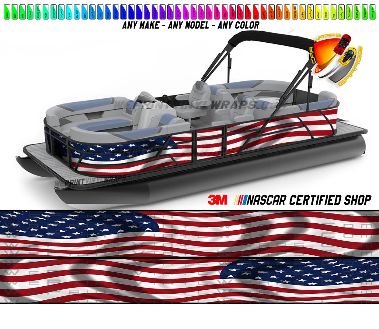 American Flag Wavy  Graphic Vinyl Boat Wrap Decal Fishing Pontoon Sportsman Console Bowriders Deck Boat Watercraft etc.. Boat Wrap Decal