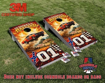 Herzöge General Lee Cornhole Board Vinyl Wraps laminierte Aufkleber Set Aufkleber