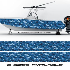 Camouflage Sea Blue Graphic Boat Vinyl Wrap Decal Fishing Pontoon Sea Doos Chaparral Water Sports etc.. Boat Wrap Decal