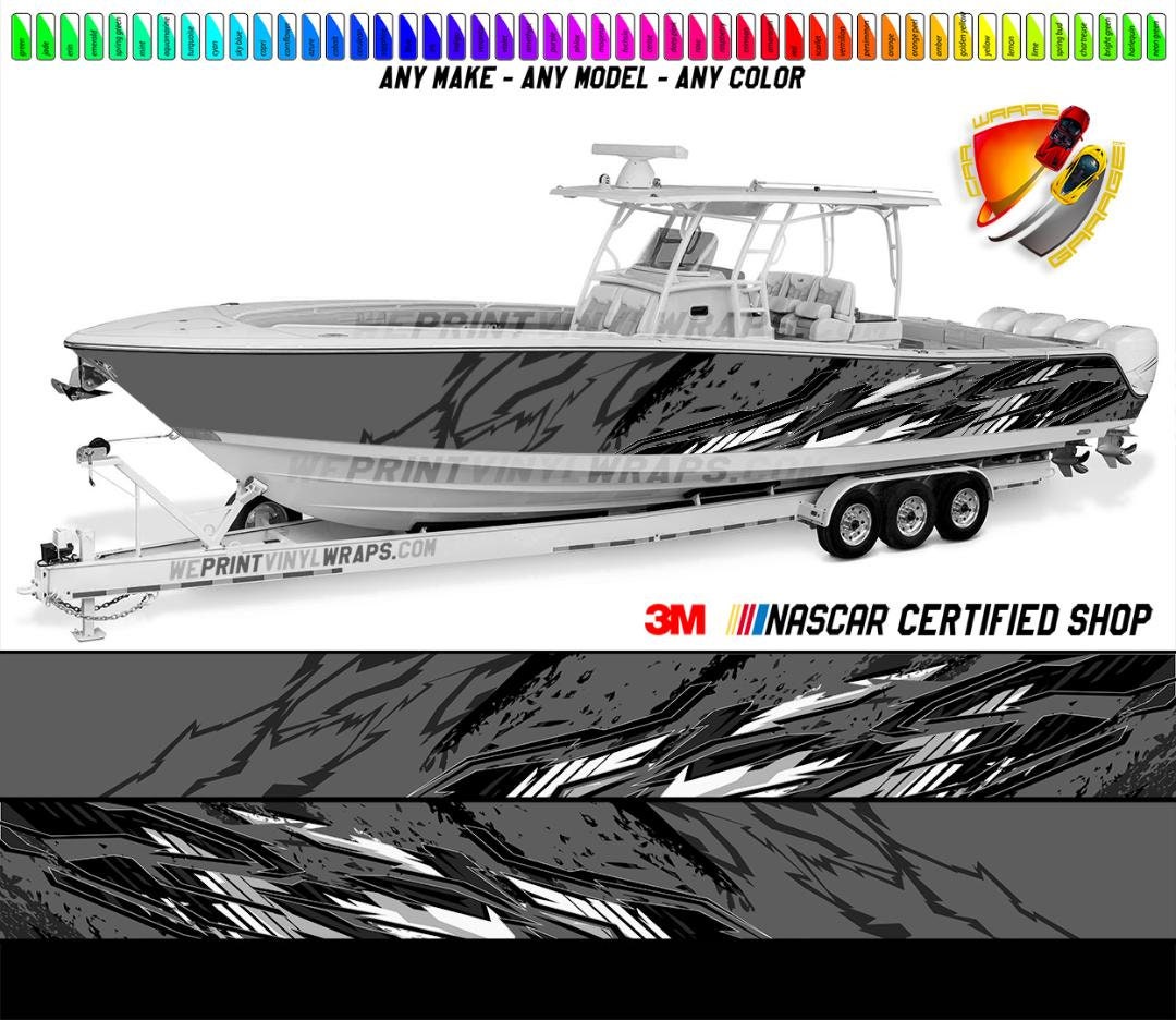 Gray, White and Black Lines Modern Graphic Vinyl Boat Wrap Decal Bass  Pontoon Sportsman Console Bowriders Watercraft Etc.. Boat Wrap Decal -   Canada