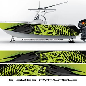 Astratto giallo spigola grafica barca vinile avvolgere pesca spigola pontone Sea Doo sportivo Chaparral sport acquatici ecc... Barca Wrap Decal