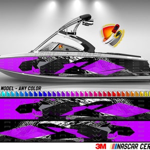 Purple Hexagons Graphic Vinyl Boat Wrap Decal Fishing Pontoon Sportsman Console Bowriders Deck Boat Watercraft etc.. Boat Wrap Decal