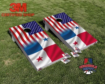 Amerikanische und Panama Flagge Cornhole Board Vinyl Wrap Skins Laminierter Aufkleber Set Aufkleber