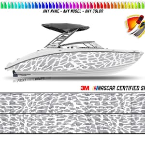 Gray and White Sea Camo Graphic Vinyl Boat Wrap Decal Pontoon Sportsman Console Bowriders Deck Watercraft etc.. Boat Wrap Decal