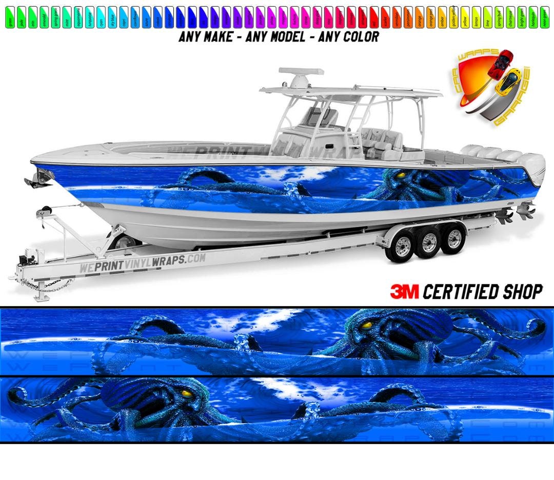 Sapphire Blue White Seabass Graphic Boat Vinyl Wrap Decal Fishing Bass  Pontoon Sea Doo Chaparral Sportsman Watercraft Etc.. Boat Wrap Decal 