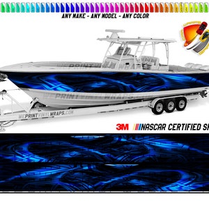Dark Blue Cloudy Graphic Vinyl Boat Wrap Decal Fishing Pontoon Sportsman Console Bowriders Deck Boat Watercraft etc.. Boat Wrap Decal