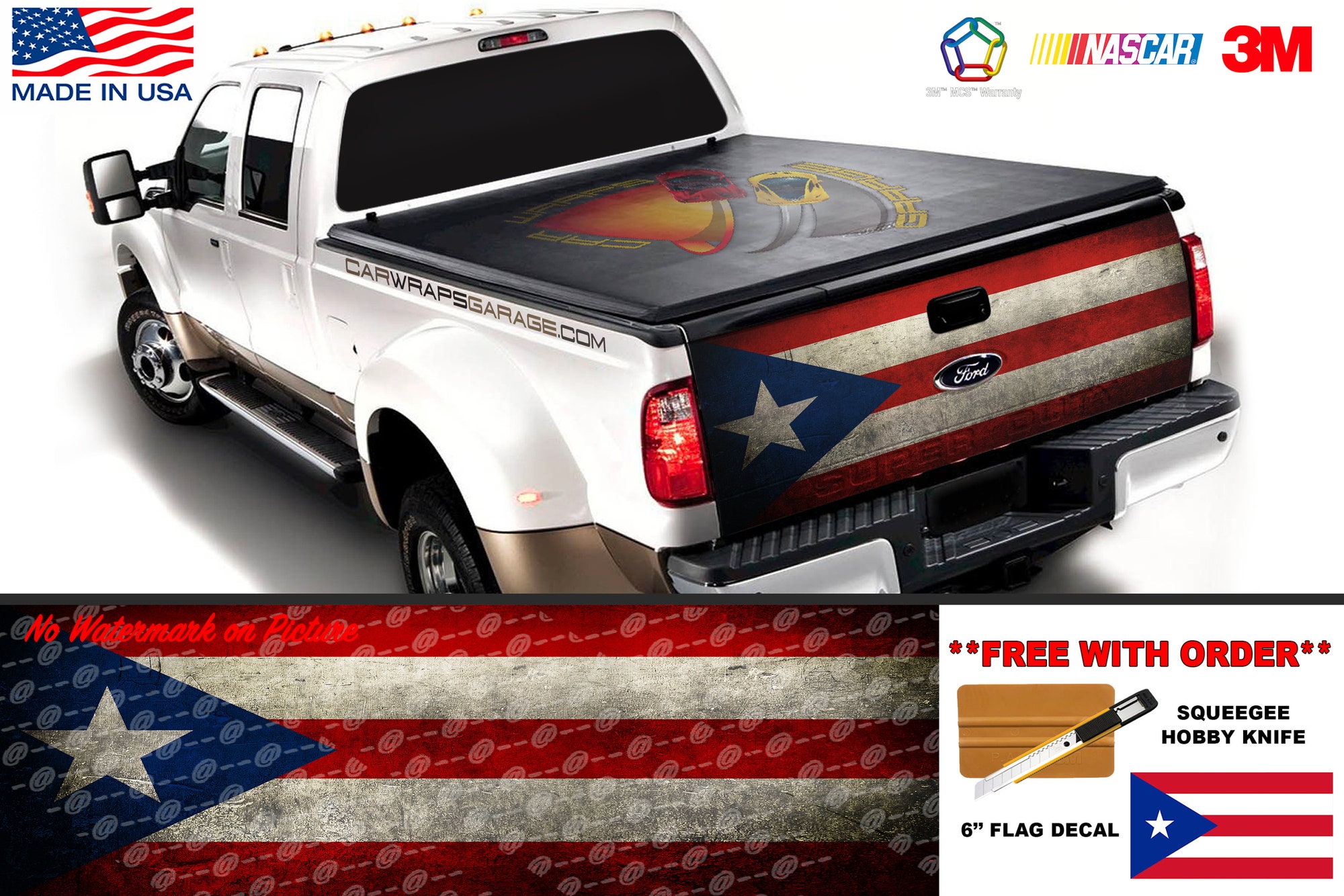 Puerto Rico Flag Tailgate Truck Bed Decal