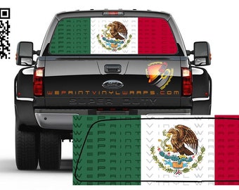 Calcomanía De Vinilo Para Ventana Trasera - Bandera Mexicana Con Virgen De Guadalupe (Decoración Para Autos, Camiones)