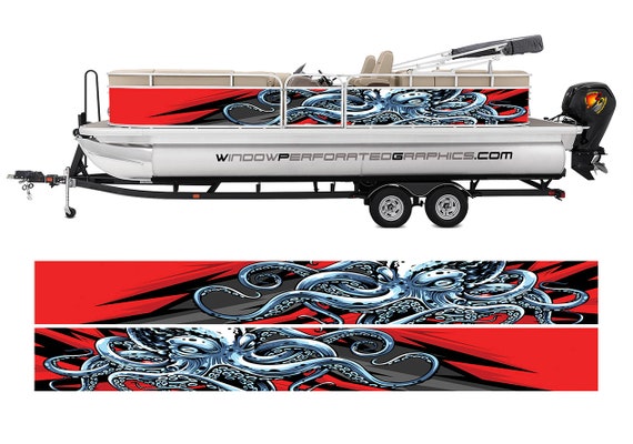 Octopus Red Graphic Boat Vinyl Wrap Fishing Pontoon Sea Doo Watersports  Etc.. Boat Wrap Decal -  Canada