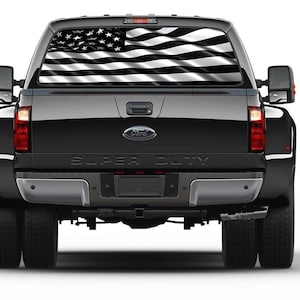 Amerikanische Flagge Black & White Gewellte Heckscheibe Tönung Perforierte Grafik Vinyl Aufkleber Aufkleber Autos Camper Lastwagen Geländewagen