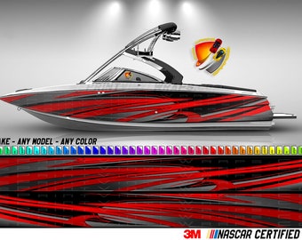 Rouge Blanc Noir Tech Style Lignes Poisson Bateau de Pêche
