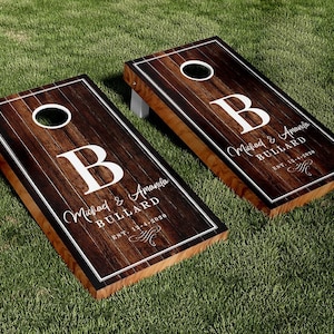 Custom Wedding Personalized Name Wood Bride & Groom Cornhole Board Vinyl Wrap Skins Laminated Sticker Set Decal Anniversary Wedding Gifts