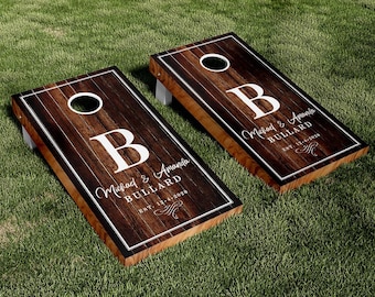 Custom Wedding Personalized Name Wood Bride & Groom Cornhole Board Vinyl Wrap Skins Laminated Sticker Set Decal Anniversary Wedding Gifts