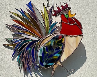 Bird glass / stained glass rooster / window picture / garden stake / stained glass / Tiffany technique / stained glass / play of light / Easter decoration