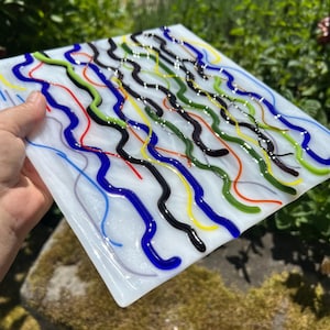 Glass picture colorful/fusing/window picture/panel/stained glass/fused glass/garden decoration/unique/handmade/modern/art/glass/gifts