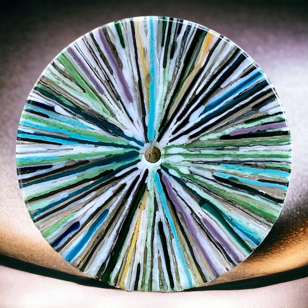 Blue/green/warm glass/glass panel/colorful 30 cm/fusing/glass/round/stained glass/window picture/suncatcher/light play/garden decoration