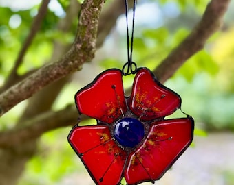 ガラスの花、ステンレス製の棒、ガラスの花、大きな花、ユニークな