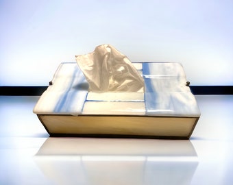 Light Blue Tissue Box /Case/ Stained/Box /Glass Casket/Crate/Storage/Gifts for Her Him/Christmas/Uniques