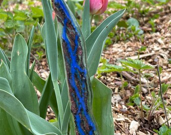 Abstract /Garden stakes/Flower stakes /Stained glass /Window decorations /Fusing stained glass/Glass decorative /Mother's Day gifts /Long Blue