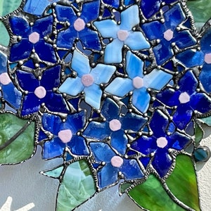 Hydrangeas/Flowers in Blue/ Glass Wreath/ Tiffany Technique / Wall Decoration / Stained Glass / Handmade /Home Décor/Gifts image 8