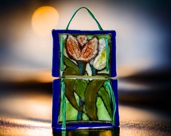 Tulip / Easter /Fusing/Glass Picture/Window Picture/Panel/Stained Glass/Fused Glass/Decoration/Unique/Handmade/Art/Gifts/Glass