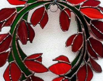 窓飾り/チューリップ/赤/ステンドグラス/光遊び/室内装飾/春