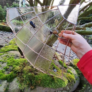 Spider Glass Panel/Spider Web/Stained Glass /Sunchatcher/Lichtspiel /Tiffanytechnik/ Handmade / Window Picture/ Living Decor/Large/Drum Stone