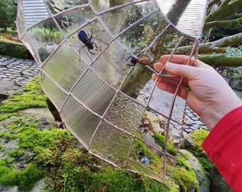 Spinne Glaspanel/Spinnennetz/Stained Glass /Sunchatcher/Lichtspiel /Tiffanytechnik/ Handgefertigt / Fensterbild/ Wohndekor/Groß/Trommelstein