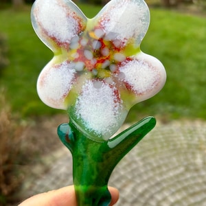 Glass blossom / flower / garden stake / flower stake / ornament stained glass / window decoration / fusing stained glass / decorative gifts for Mother&#39;s Day