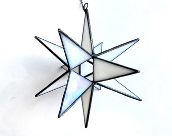 Sun Catcher 8 Hanging Moravian Star Stained Glass 3D Star X/'mas Gift 12 Point Stars Iridescent Red Star Christmas Star Ornament