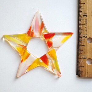 Multicolored glass star sunctcher, red and yellow fused glass star window ornament, unique hostess gift, colorful glass window art image 7