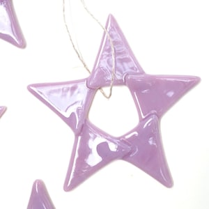 Lavender fused glass star, opaque pastel glass star window decoration, light purple star window decoration, spring colors glass art