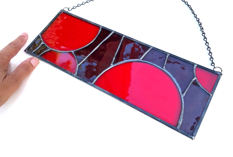 Horizontal Stained Glass Window Hanging Ready to Hang Stained Etsy