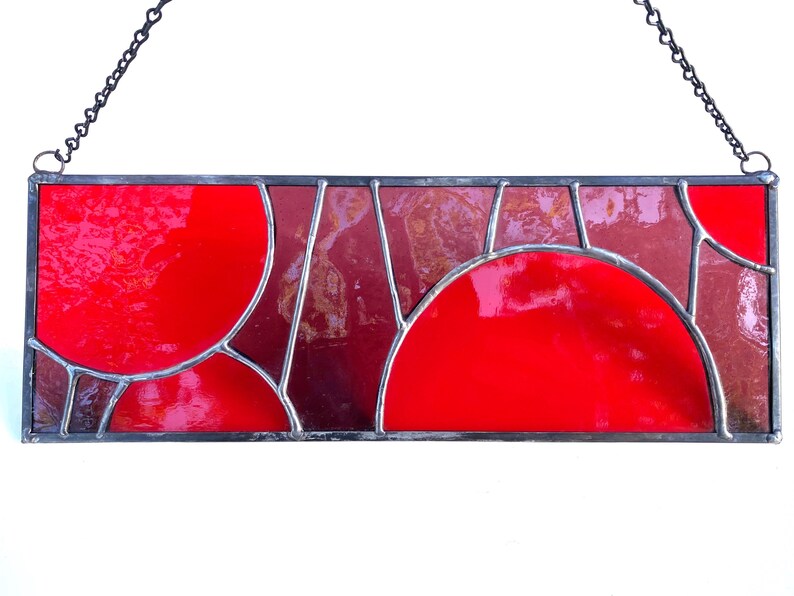 Horizontal Stained Glass Window Hanging Ready to Hang Stained Etsy