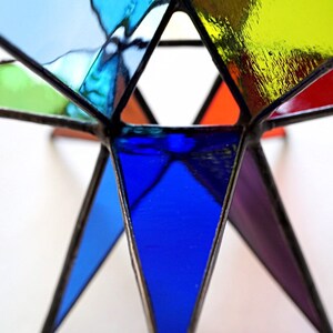 MADE TO ORDER Stained glass Moravian star, colorful rainbow stained glass star, geometric stained glass suncatcher, rainbow pride decor image 7