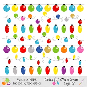 Puede incluir: Luces de Navidad coloridas en varios colores, incluyendo rojo, verde, azul, amarillo, morado y plateado. Las luces están enhebradas juntas en un patrón repetitivo, con cada bombilla separada por un pequeño espacio. Las luces son perfectas para agregar un toque festivo a cualquier decoración navideña.