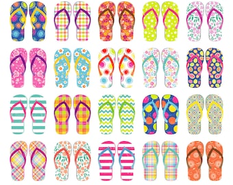 Flip Flops Clip Art, Summer Shoes Clipart, Beach Clipart, Instant Digital Download Vector Clip Art