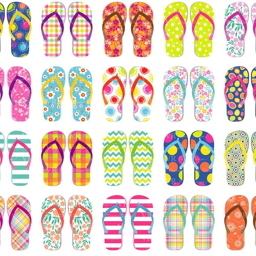 50 Flip Flops Clipart. Beach Clipart Summer Clipart Digital - Etsy