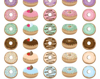 Berliner ClipArt, Clipart Donut Dessert Clipart, süße glasiert bestreut Donuts, Donut digitaler Download Vektor ClipArt