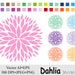 Rainbow Dahlia Flower Clip Art, Mum Flowers Clipart, Mums Flower Planner Stickers Clipart, Digital Download Vector