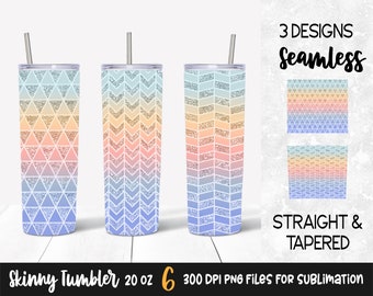 Summer Geometric Glitter Sublimation Design Template for 20 oz Skinny Tumbler / Print Transfers / Tumbler Wrap PNG Digital Download