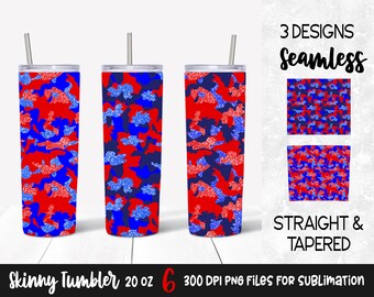 4th of July USA Camouflage Glitter Sublimation Design for 20 oz Skinny Tumbler / Patriotic Tumbler Wrap