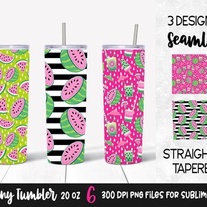 Pink Watermelon Skinny Tumbler 20 oz Sublimation Design / Watermelon Seamless Tumbler Wrap Download