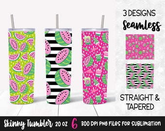 Pink Watermelon Skinny Tumbler 20 oz Sublimation Design / Watermelon Seamless Tumbler Wrap Download