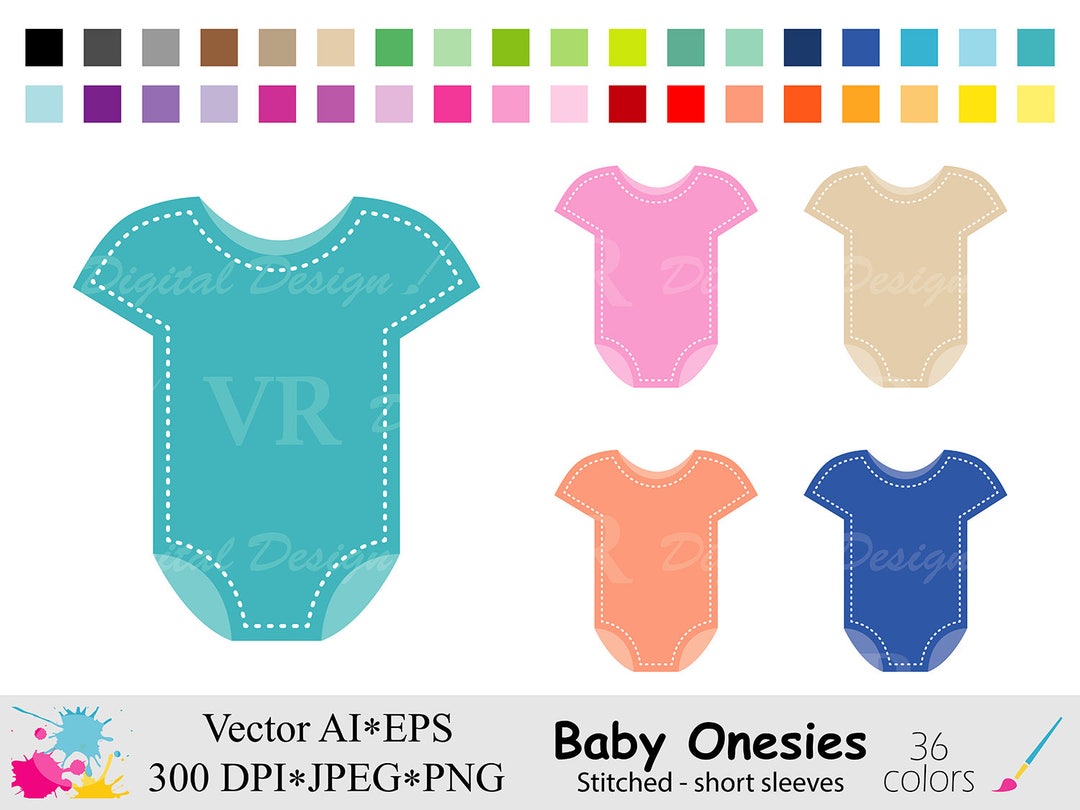 Baby Onesies Clip Art, Baby Shower Clipart, Rainbow Onesies Clipart ...