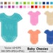Baby Onesies Clip Art, Baby Shower Clipart, Rainbow Onesies Clipart ...