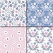Romantic Floral Digital Paper, Blue and Pink Flowers Seamless Pattern ...