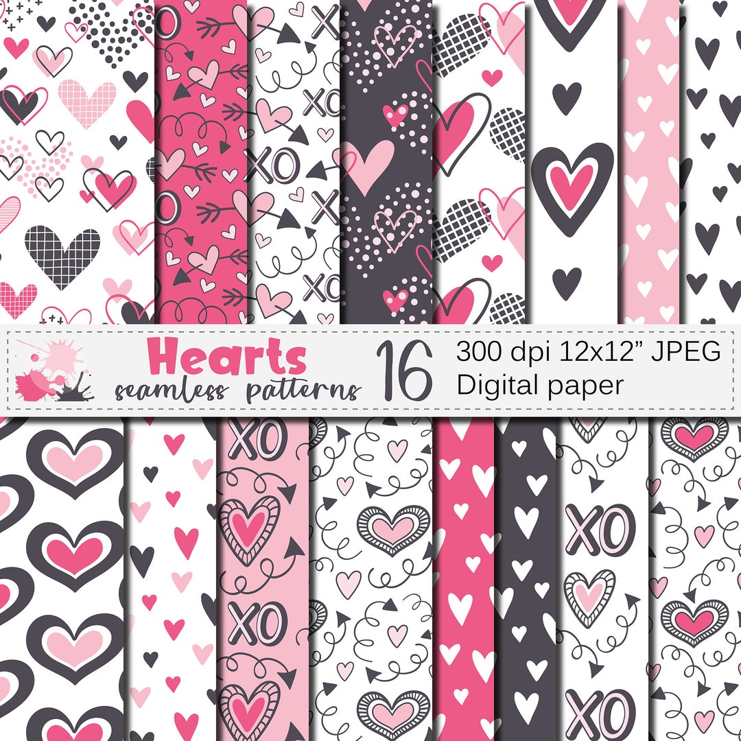 Set of vector heart Valentines day pattern paper for scrapbook Stock Vector  by ©Mary1507 14905849